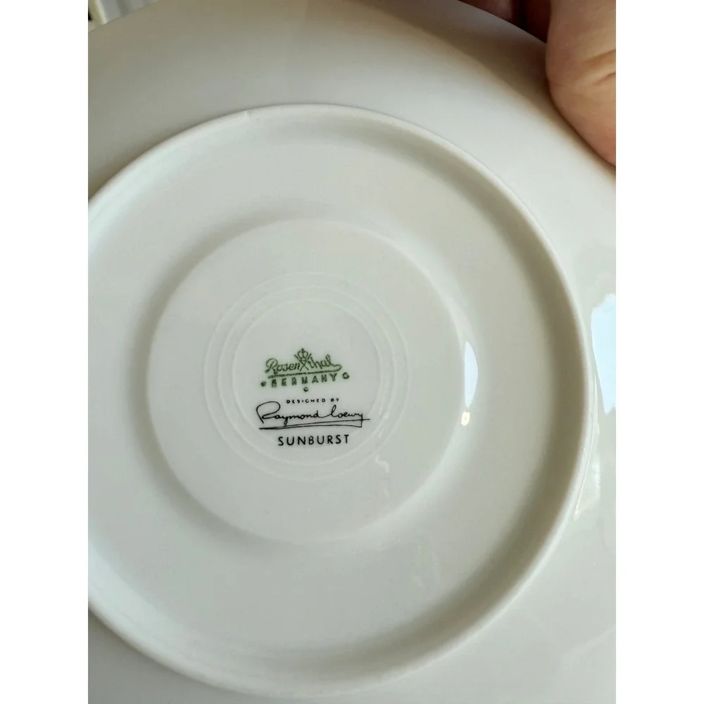 VTG PAIR (2) Rosenthal MCM Art Deco Sunburst‎ Footed Teacup & Saucer